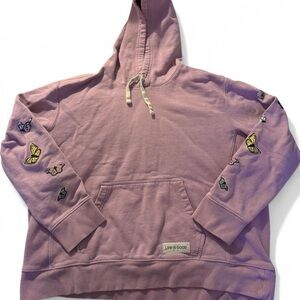 Life Is Good Lilac Butterfly Sleeve Hoodie Sweatshirt Women’s XL